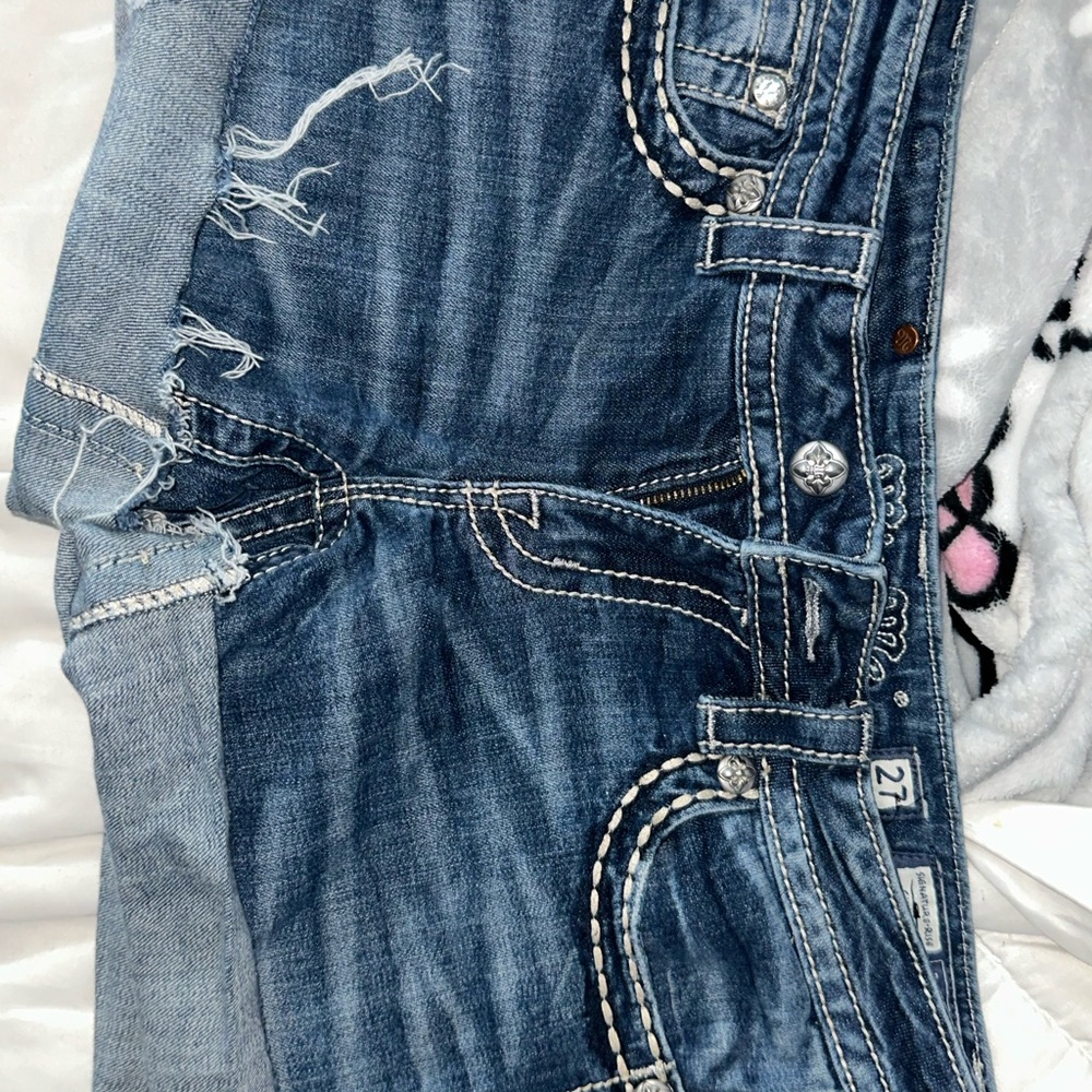 Miss Me Women's Blue Jeans with Peace Sign Embellishment - Picture 4 of 5